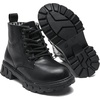 image:imageDADAWEN Boys Girls Glitter Ankle Boots Kids Lace Up Side Zipper Waterproof Outdoor Combat BootsToddlerLittle KidBig Kid01 BlackLeather
