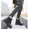 image:imageDADAWEN Boys Girls Glitter Ankle Boots Kids Lace Up Side Zipper Waterproof Outdoor Combat BootsToddlerLittle KidBig Kid01 BlackLeather
