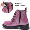 image:imageDADAWEN Boys Girls Glitter Ankle Boots Kids Lace Up Side Zipper Waterproof Outdoor Combat BootsToddlerLittle KidBig Kid01 Hot PinkGlitter