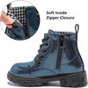 image:imageDADAWEN Boys Girls Glitter Ankle Boots Kids Lace Up Side Zipper Waterproof Outdoor Combat BootsToddlerLittle KidBig Kid01 NavyGlitter