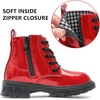 image:imageDADAWEN Boys Girls Glitter Ankle Boots Kids Lace Up Side Zipper Waterproof Outdoor Combat BootsToddlerLittle KidBig Kid01 Red