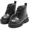 image:imageDADAWEN Boys Girls Glitter Ankle Boots Kids Lace Up Side Zipper Waterproof Outdoor Combat BootsToddlerLittle KidBig Kid01 BlackGlitter
