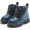 image:imageDADAWEN Boys Girls Glitter Ankle Boots Kids Lace Up Side Zipper Waterproof Outdoor Combat BootsToddlerLittle KidBig Kid01 NavyGlitter