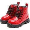 image:imageDADAWEN Boys Girls Glitter Ankle Boots Kids Lace Up Side Zipper Waterproof Outdoor Combat BootsToddlerLittle KidBig Kid01 Red
