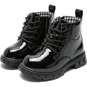 image:imageDADAWEN Boys Girls Glitter Ankle Boots Kids Lace Up Side Zipper Waterproof Outdoor Combat BootsToddlerLittle KidBig Kid01 Black