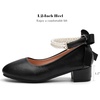 image:imageDADAWEN Girls Dress Shoes Mary Jane Pumps Chunky Low Heels Bow Pearl Ankle Strap Flower Girl Wedding Party Princess Shoes for Toddler Little Big KidBlack