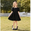 image:imageDADAWEN Girls Dress Shoes Mary Jane Pumps Chunky Low Heels Bow Pearl Ankle Strap Flower Girl Wedding Party Princess Shoes for Toddler Little Big KidBlack