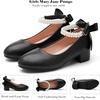 image:imageDADAWEN Girls Dress Shoes Mary Jane Pumps Chunky Low Heels Bow Pearl Ankle Strap Flower Girl Wedding Party Princess Shoes for Toddler Little Big KidBlack