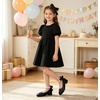 image:imageDADAWEN Girls Dress Shoes Mary Jane Pumps Chunky Low Heels Bow Pearl Ankle Strap Flower Girl Wedding Party Princess Shoes for Toddler Little Big KidBlack