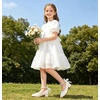 image:imageDADAWEN Girls Dress Shoes Mary Jane Pumps Chunky Low Heels Bow Pearl Ankle Strap Flower Girl Wedding Party Princess Shoes for Toddler Little Big KidWhite