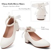 image:imageDADAWEN Girls Dress Shoes Mary Jane Pumps Chunky Low Heels Bow Pearl Ankle Strap Flower Girl Wedding Party Princess Shoes for Toddler Little Big KidWhite