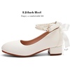 image:imageDADAWEN Girls Dress Shoes Mary Jane Pumps Chunky Low Heels Bow Pearl Ankle Strap Flower Girl Wedding Party Princess Shoes for Toddler Little Big KidWhite