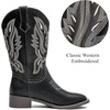 image:imageDADAWEN Womens Cowboy Boots Mid Calf Cowgirl Boots Embroidered Square Toe Pull On Western BootsBlack