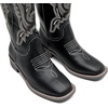 image:imageDADAWEN Womens Cowboy Boots Mid Calf Cowgirl Boots Embroidered Square Toe Pull On Western BootsBlack