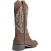 image:imageDADAWEN Womens Cowboy Boots Mid Calf Cowgirl Boots Embroidered Square Toe Pull On Western BootsBrown