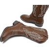 image:imageDADAWEN Womens Cowboy Boots Mid Calf Cowgirl Boots Embroidered Square Toe Pull On Western BootsBrown