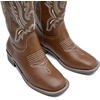 image:imageDADAWEN Womens Cowboy Boots Mid Calf Cowgirl Boots Embroidered Square Toe Pull On Western BootsBrown
