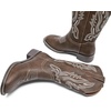 image:imageDADAWEN Womens Cowboy Boots Mid Calf Cowgirl Boots Embroidered Square Toe Pull On Western BootsDark Brown