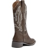 image:imageDADAWEN Womens Cowboy Boots Mid Calf Cowgirl Boots Embroidered Square Toe Pull On Western BootsDark Brown
