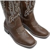 image:imageDADAWEN Womens Cowboy Boots Mid Calf Cowgirl Boots Embroidered Square Toe Pull On Western BootsDark Brown