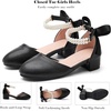image:imageDADAWEN Girls Dress Shoes Closed Toe Chunky Low Heels Bow Pearl Ankle Strap Flower Girl Wedding Party Pump Shoes for Toddler Little Big KidBlack