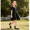 image:imageDADAWEN Girls Dress Shoes Closed Toe Chunky Low Heels Bow Pearl Ankle Strap Flower Girl Wedding Party Pump Shoes for Toddler Little Big KidBlack