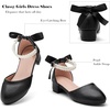 image:imageDADAWEN Girls Dress Shoes Closed Toe Chunky Low Heels Bow Pearl Ankle Strap Flower Girl Wedding Party Pump Shoes for Toddler Little Big KidBlack