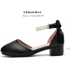 image:imageDADAWEN Girls Dress Shoes Closed Toe Chunky Low Heels Bow Pearl Ankle Strap Flower Girl Wedding Party Pump Shoes for Toddler Little Big KidBlack