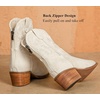 image:imageDADAWEN Western Boots For Women Embroidered Pointed Toe Cowgirl Boots Chunky Heel Cowboy Boots Pull On Outdoor Mid Calf BootiesBeige