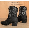 image:imageDADAWEN Western Boots For Women Embroidered Pointed Toe Cowgirl Boots Chunky Heel Cowboy Boots Pull On Outdoor Mid Calf BootiesBlack