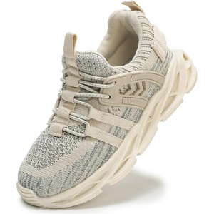 image:imageDADAWEN Boys Girls Sneakers Kids Lightweight Breathable Tennis Shoes Strap Running Athletic Shoes for ToddlerLittle KidBig KidBeige169