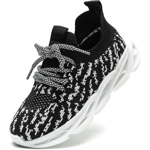image:imageDADAWEN Boys Girls Sneakers Kids Lightweight Breathable Tennis Shoes Strap Running Athletic Shoes for ToddlerLittle KidBig KidBlack and Whitenew Style