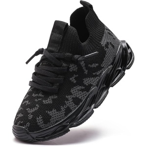 image:imageDADAWEN Boys Girls Sneakers Kids Lightweight Breathable Tennis Shoes Strap Running Athletic Shoes for ToddlerLittle KidBig KidBlack189