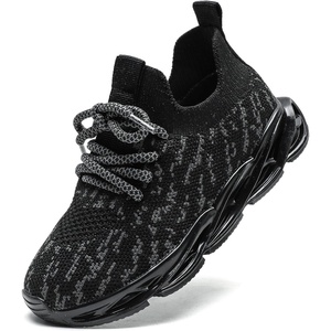 image:imageDADAWEN Boys Girls Sneakers Kids Lightweight Breathable Tennis Shoes Strap Running Athletic Shoes for ToddlerLittle KidBig KidBlacknew Style