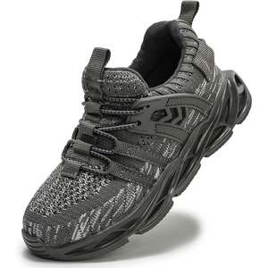 image:imageDADAWEN Boys Girls Sneakers Kids Lightweight Breathable Tennis Shoes Strap Running Athletic Shoes for ToddlerLittle KidBig KidGrey169