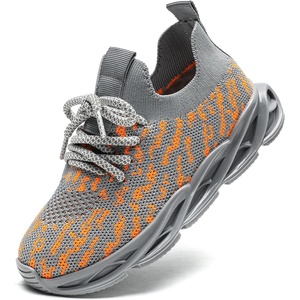 image:imageDADAWEN Boys Girls Sneakers Kids Lightweight Breathable Tennis Shoes Strap Running Athletic Shoes for ToddlerLittle KidBig KidGreynew Style