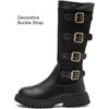 image:imageDADAWEN Girls Knee High Boots with Fashion Buckle Side Zipper Round Toe Winter Tall Riding Boots for ToddlerLittle KidBig KidBlack