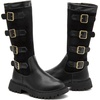 image:imageDADAWEN Girls Knee High Boots with Fashion Buckle Side Zipper Round Toe Winter Tall Riding Boots for ToddlerLittle KidBig KidBlack
