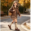 image:imageDADAWEN Girls Knee High Boots with Fashion Buckle Side Zipper Round Toe Winter Tall Riding Boots for ToddlerLittle KidBig KidBrown
