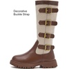 image:imageDADAWEN Girls Knee High Boots with Fashion Buckle Side Zipper Round Toe Winter Tall Riding Boots for ToddlerLittle KidBig KidBrown