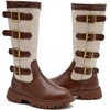 image:imageDADAWEN Girls Knee High Boots with Fashion Buckle Side Zipper Round Toe Winter Tall Riding Boots for ToddlerLittle KidBig KidBrown