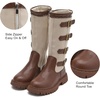 image:imageDADAWEN Girls Knee High Boots with Fashion Buckle Side Zipper Round Toe Winter Tall Riding Boots for ToddlerLittle KidBig KidBrown