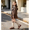 image:imageDADAWEN Girls Knee High Boots with Fashion Buckle Side Zipper Round Toe Winter Tall Riding Boots for ToddlerLittle KidBig KidBrown