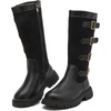 image:imageDADAWEN Girls Knee High Boots with Fashion Buckle Side Zipper Round Toe Winter Tall Riding Boots for ToddlerLittle KidBig KidBlack