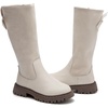 image:imageDADAWEN Girls Knee High Boots Fashion Bow Round Toe Side Zipper Winter Tall Riding Boots for ToddlerLittle KidBig KidCream White