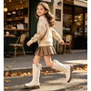 image:imageDADAWEN Girls Knee High Boots Fashion Bow Round Toe Side Zipper Winter Tall Riding Boots for ToddlerLittle KidBig KidCream White