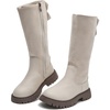 image:imageDADAWEN Girls Knee High Boots Fashion Bow Round Toe Side Zipper Winter Tall Riding Boots for ToddlerLittle KidBig KidCream White