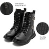 image:imageDADAWEN Boys Girls Waterproof Mid Calf Combat Boots Fashion Buckle Side Zipper Lace Up Ankle Booties for ToddlerLittle KidBig KidBlack