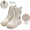 image:imageDADAWEN Boys Girls Waterproof Mid Calf Combat Boots Fashion Buckle Side Zipper Lace Up Ankle Booties for ToddlerLittle KidBig KidCream White