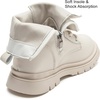 image:imageDADAWEN Boys Girls Waterproof Mid Calf Combat Boots Fashion Buckle Side Zipper Lace Up Ankle Booties for ToddlerLittle KidBig KidCream White